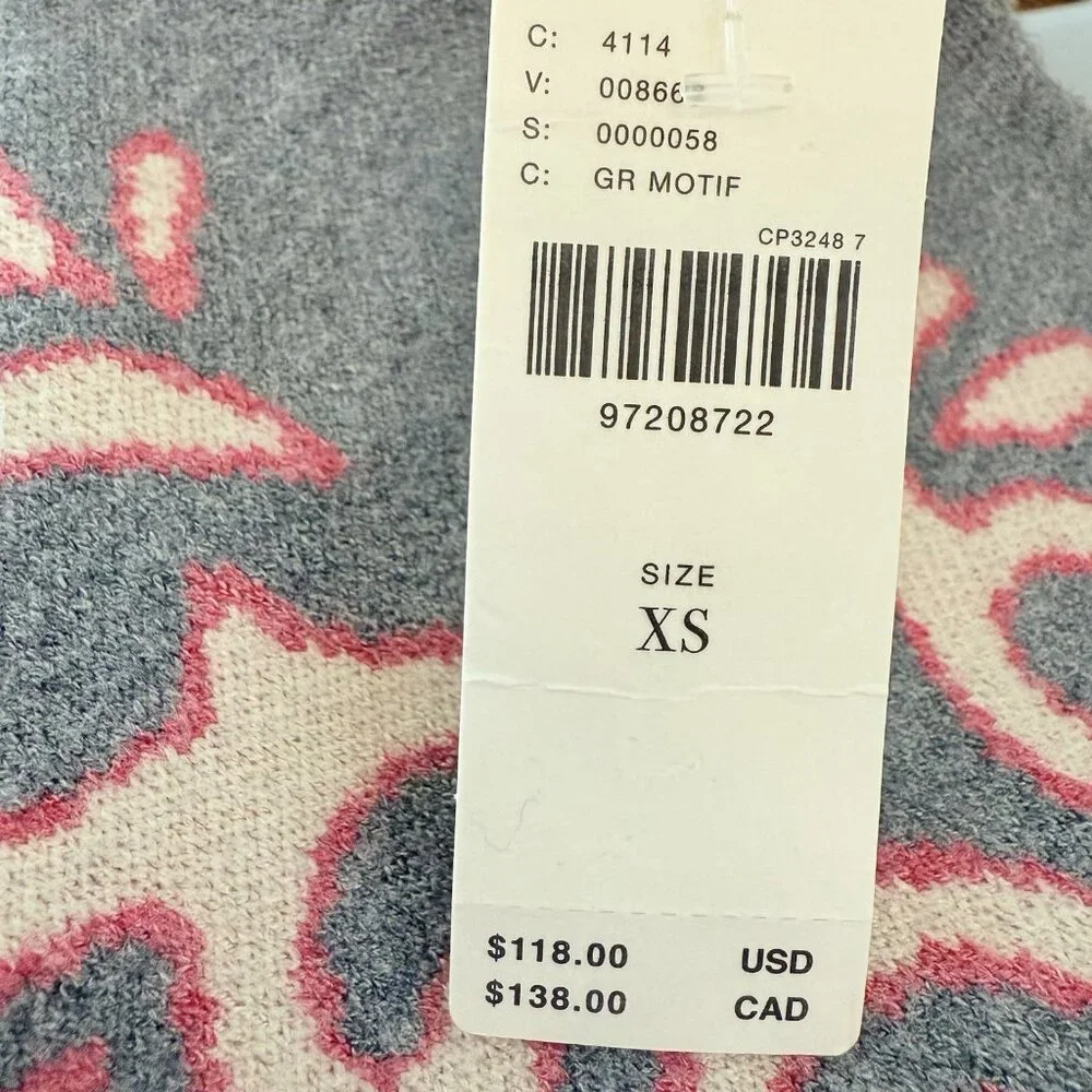 Anthropologie Montana Mock Neck Sweater Maeve Half Zip Up Grey Pink Womens XS - Picture 8 of 11